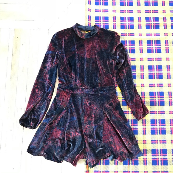 Free People Red Velvet Burnout Onyx Romper - Picture 2 of 6